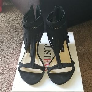 Black fringe wedges